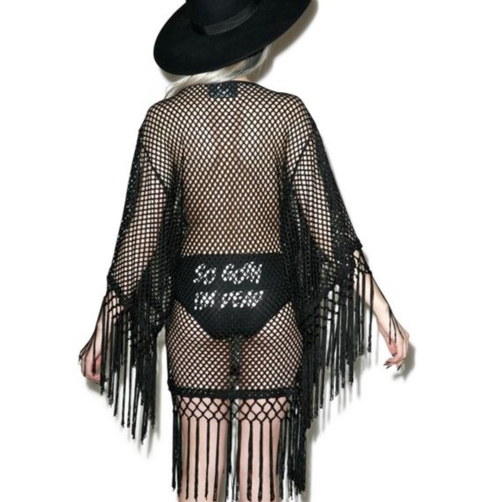 Killstar Black Mesh Swim Coverup - Picture 3 of 4